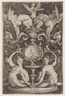 KG 01928
<br/>
Ornament met twee sirenen
<br/>
<em>Leyden, Lucas van (1494-1533)</em>